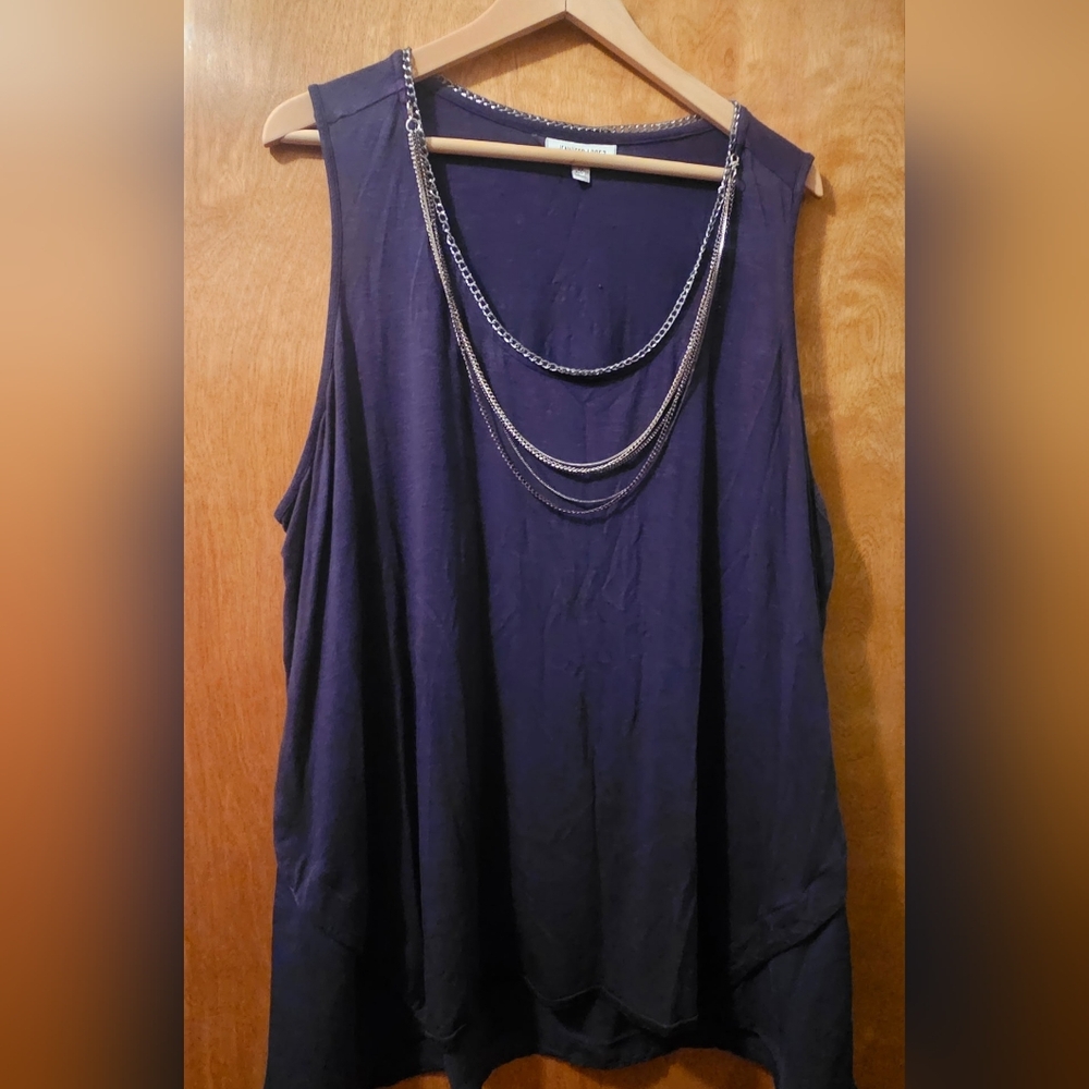 Elegant Navy Blue Women's Top with Chain Detail